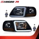 LED Tube Headlights & Corner Parking Lights Smoked Fit For 97-04 F150 Expedition