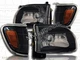2001-2004 TOYOTA TACOMA HEADLIGHTS JDM BLACK WITH CORNER LIGHTS 4 PIECES