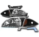 FOR 00 01 02 CHEVY CAVALIER BLACK HEADLIGHT HEADLAMP LAMP W/BUMPER BLUE LED DRL FOR 00 01 02 CHEVY CAVALIER BLACK HEADLIGHT HEADLAMP LAMP W/BUMPER BLUE LED DRL