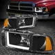 [LED L-TUBE DRL] FOR 94-02 DODGE RAM 1500 2500 3500 HEADLIGHT LAMPS BLACK/AMBER