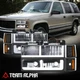 Fit 1994-2000 GMC C/K Yukon/Suburban F-LED DRL Headlight Turn Signal Lamps Black