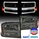 Fit 1999-2004 Ford F250 Superduty 00-04 Smoke Excursion Headlights w/ LED Bar