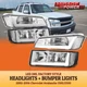 Chrome LED Head Light + Clear Turn Signal Lamp For 02-06 Avalanche Body Cladding
