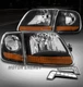For 97-03 Ford F-150 F150 Harley Davidson Style Black Headlight w/LED DRL Signal