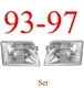 93 97 Ford Ranger 2Pc Head Light Set, 2WD, 4WD, Complete, FO2502119, FO2503115