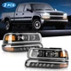 LED Headlights Assembly For 1999-2002 Chevy Silverado 1500/2500 Black Housing