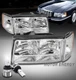 For 97 98 99 Cadillac DeVille Headlights Lamps Chrome w/LED Bulb Left+Right Pair