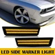 For 2008-2014 Challenger Dodge SMOKE Front Side Marker LED Lamp Strip Bumper SET