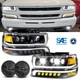 For Chevy Tahoe Z71 2001-2006 LED Headlights Assembly Bumper Driving Fog Lights
