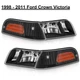 BLK 1998-2011 Ford Crown Victoria Headlights+Corner Turn Signal Lamps Left+Right