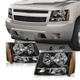 Black Headlights Assembly Sets For 2007-2014 Chevy Suburban Tahoe Avalanche Lamp
