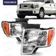 For 2009-2014 Ford F-150 Headlight Headlamp Halogen Chrome Driver&Passenger Side