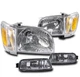 FOR 01-04 TOYOTA TACOMA AMBER/CHROME HEADLIGHTS LAMPS W/BUMPER+CORNER LEFT+RIGHT FOR 01-04 TOYOTA TACOMA AMBER/CHROME HEADLIGHTS LAMPS W/BUMPER+CORNER LEFT+RIGHT