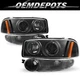 For 2000-2006 GMC Yukon Denali 4Pcs Black Projector Headlights+Bumper Lamps L+R