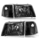 For 1993-1997 Ford Ranger Pickup 93-97 Black Headlights +Signal Corner Lamps L+R