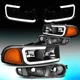 FOR 2000-2006 GMC YUKON SIERRA DENALI LED DRL HEADLIGHT+BUMPER LAMP BLACK/AMBER