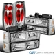 Fit 94-98 GMC C/K 1500 Clear Headlights+Bumper Turn Signal Lamps+Tail Brake Lamp