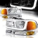 CHROME HOUSING DRL LED HEADLIGHT+BUMPER AMBER REFLECTOR FIT 1999-2006 GMC SIERRA