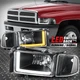 [Switchback L-LED DRL] For 94-02 Dodge Ram 1500 2500 3500 Headlights Black/Clear