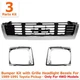 Bumper Center Grille + Headlight Door Kit For 1989-91 Toyota Pickup Chrome Shell