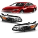 Halogen Headlight Assembly For 2016-2018 Chevy Malibu Black Housing LH+RH Pair