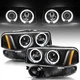 For 2000-2006 GMC Yukon Denali Halo Projector Black Headlights+Bumper Lamps L&R