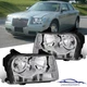 Pair Chrome Headlights Assembly For For 2005-2010 Chrysler 300 Halogen Style