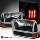 Fits 1999-2004 Ford F350 Black Headlights Signal+Glossy Black LED Tail Lamps