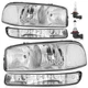 Pair Headlights+Bumper Lamp W/bulbs For 1999-2006 GMC Sierra 1500 2500 Yukon XL 