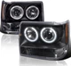 For 1993-1998 Jeep Grand Cherokee Black Projector Headlights Driver & Passenger