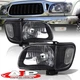 Black Clear Driving Head Lights + Signal Corner Lamp For 2001-2004 Toyota Tacoma