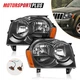 Pair Black Housing Headlights Front Lamps For 2005-2007 Jeep Grand Cherokee