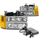 94-98 GMC C/K 1500 SUBURBAN SIERRA HEADLIGHTS LAMPS W/BUMPER+CORNER+6K HID CLEAR