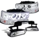 For Chevy Silverado Chrome LED Halo Projector Headlights+Bumper Lights+Fog Lamps