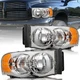 Chrome Amber Headlights For 2002-2005 Dodge Ram 1500 2500 3500 LH+RH