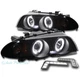 For 99-01 BMW 3 Series E46 4dr LED Halo Black/Smoke Projector Headlight +DRL Kit