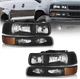 WEELMOTO Pair Headlights For 1999-2002 Chevy Silverado /2000-2006 Tahoe Suburban