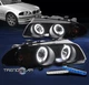 For 1999-2001 BMW E46 4dr LED Halo Black/Smoke Projector Headlight +Blue DRL Kit