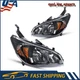 Headlight Assembly Fits 04-05 Honda Civic Black Housing Amber Reflector Halogen
