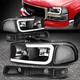 [LED DRL] FOR 99-07 GMC SIERRA YUKON XL 4PCS HEADLIGHT BUMPER LAMPS BLACK/CLEAR