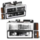 Fit 88-93 Chevy C/K 1500-3500 LED DRL Headlight+Signal+Amber Corner Lamp Black