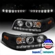 Fit 1998-2011 Ford Crown Victoria Projector Headlights Black Head Lamp LED Strip