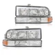 Fit For 1998-04 Chevy Blazer S10 Clear Pair Amber Corner LED Headlight Lamps