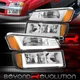 For 2002-2006 Avalanche Cladding Chrome Amber LED DRL Head Lamps + Bumper Lights