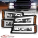 For 2003-2007 Chevy Silverado 1500 2500 3500/Avalanche LED Bar Black Headlights