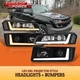 Black Clear LED Projector Headlamp Bumper Corner Light For 02-06 Chevy Avalanche