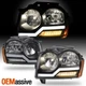 For 2005-2007 Jeep Grand Cherokee Black Headlights w/LED Light Bar 05 06 07 Lamp