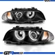 99 00 01 BMW E46 3-Series Sedan Dual LED Halo Projector Black Headlights Pair
