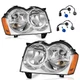 WEELMOTO Pair Headlights For 2005-2007 Jeep Grand Cherokee 4-Door Chrome Lamps