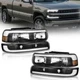 Pair Headlights For 1999-2002 Chevy Silverado 00-06 Tahoe Suburban 1500 LED DRL